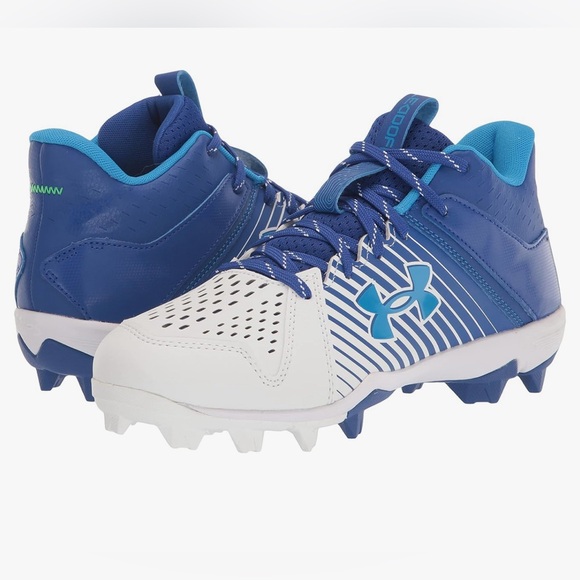 Under Armour Other - Under Armour men's Leadoff Mid Rubber Molded Baseball Cleats white blue size 7.5